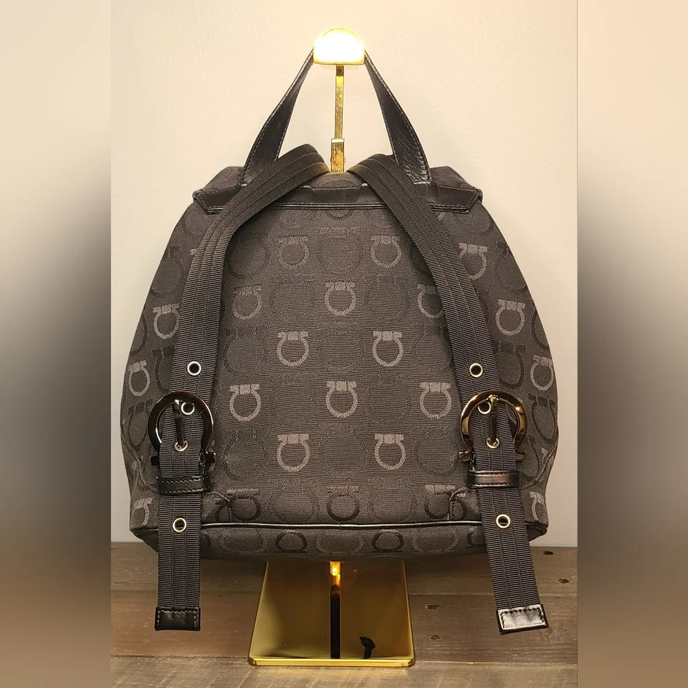 Salvatore Ferragamo Gancini Black Backpack‎